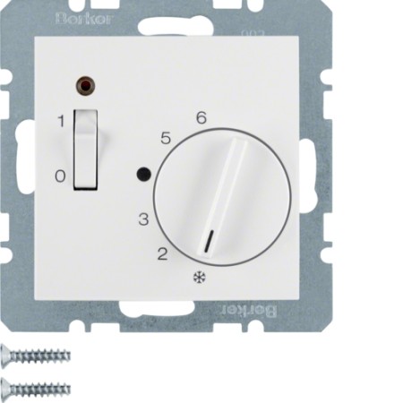 Berker 20311909 S1/B.x Raumtemperaturregler mit Zentralstück, 24V, polarweiß matt