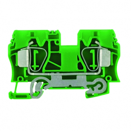 Weidmüller ZPE 10 Schutzleiter-Reihenklemme, Zugfederanschluss, 10 mm², 800 V, Anschlüsse: 2, Etagen: 1, grün / gelb
