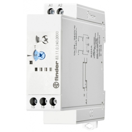 Finder 831102400000 Zeitrelais, Einschaltverzögerung, 1 Wechsler 16 A, für 24 bis 240 V AC/DC